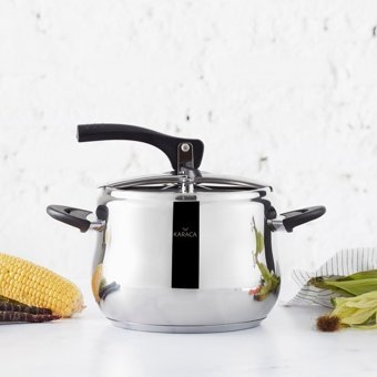 Karaca Retro Düdüklü Kapak İndüksiyon 8 lt Düdüklü Tencere Gri