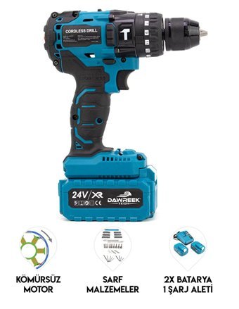Dawreek STM24 20 V 5 Ah Çift Akülü Vidalama Makinesi