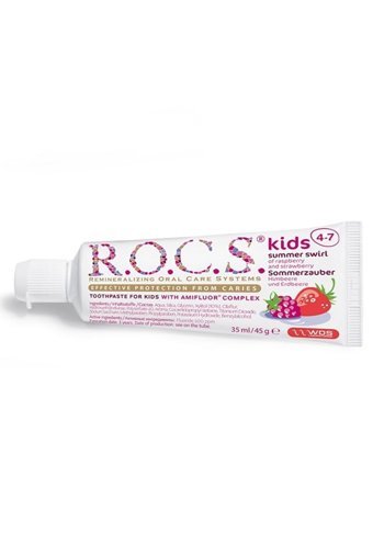 R.O.C.S. Yaz Esintisi Ahududu Çilek Organik 4-7 Yaş Çocuk Florürsüz Diş Macunu 45 gr