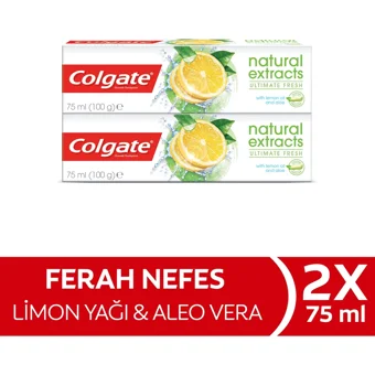 Colgate Natural Extracts Aloe Veralı ve Limonlu Florürlü Diş Macunu 2x75 ml