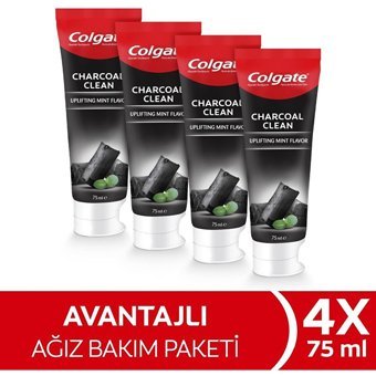 Colgate Charcoal Clean Kömürlü Naneli Florürlü Diş Macunu 4x75 ml