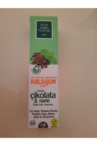 Eyüp Sabri Tuncer Çikolata Nane Organik Florürsüz Diş Macunu 75 ml