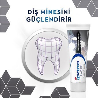İpana 3 Boyutlu Beyazlık Terapi Charcoal Naneli Florürlü Diş Macunu 4x75 ml