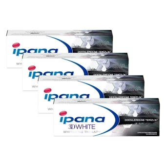 İpana 3 Boyutlu Beyazlık Terapi Charcoal Naneli Florürlü Diş Macunu 4x75 ml
