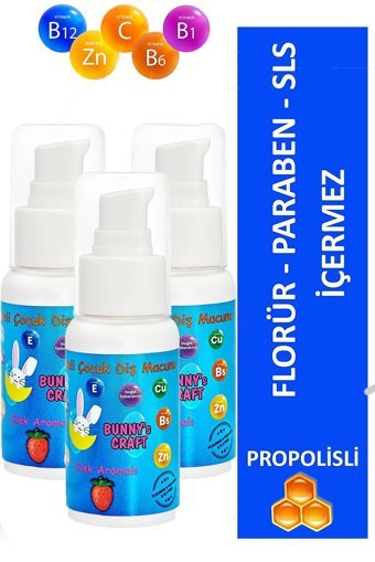 Lyra Professional Propolis Ve Doğal Çilek Organik Florürsüz Diş Macunu 3x50 ml