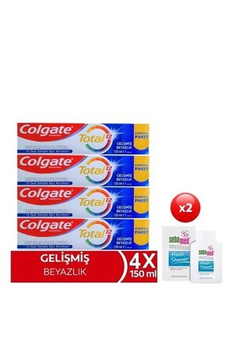 Colgate Total Gelişmiş Beyazlık Naneli Florürlü Diş Macunu 4x150 ml