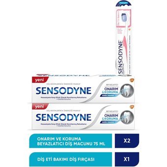 Sensodyne Onarım ve Koruma Beyazlatıcı Naneli Florürlü Diş Macunu 4x75 ml