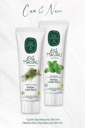 Eyüp Sabri Tuncer Çam Özlü Organik Florürsüz Diş Macunu 90 ml + Nane Özlü Diş Macunu 90 ml