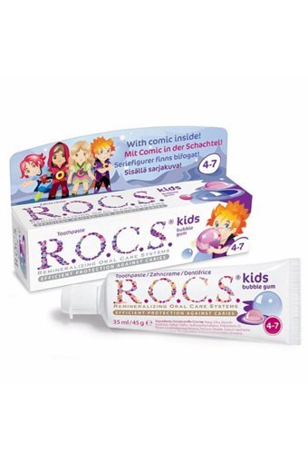 R.O.C.S. Çürüklere Karşı Koruma Balon Sakızı Organik 4-7 Yaş Çocuk Florürsüz Diş Macunu 45 gr