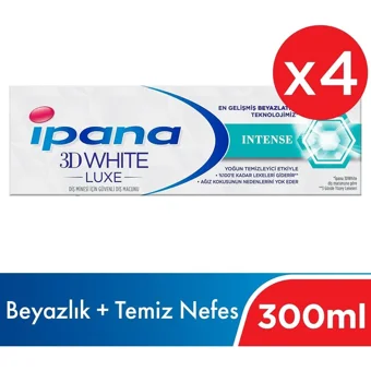 İpana 3 Boyutlu Beyazlık Luxe Naneli Florürlü Diş Macunu 4x75 ml