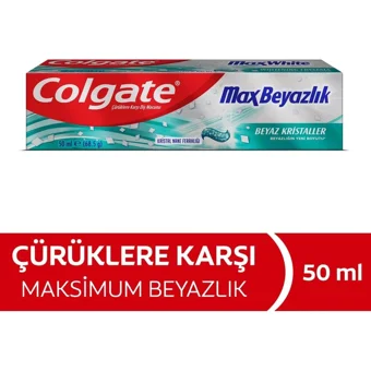 Colgate Max Beyazlık Beyazlatıcı ve Çürüklere Karşı Naneli Florürlü Diş Macunu 4x50 ml