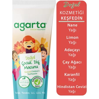 Agarta Çilekli Organik Florürsüz Çocuk Diş Macunu 75 ml