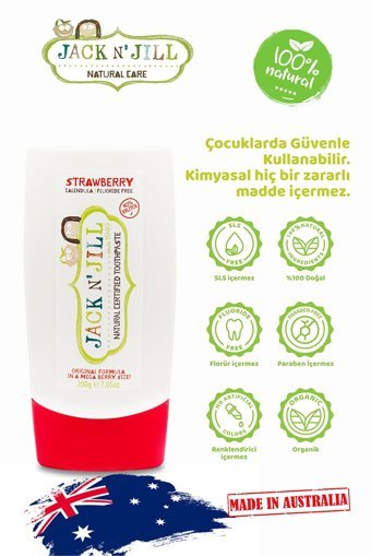 Jack N' Jill Çilek Organik Florürsüz Diş Macunu 200 ml