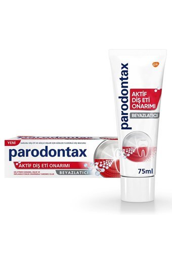 Parodontax Aktif Diş Eti Onarımı Florürlü Diş Macunu 75 ml+ Beyazlatıcı Diş Macunu 75 ml