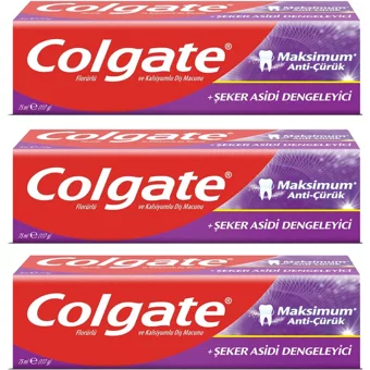 Colgate Maksimum Anti Çürük Florürlü Diş Macunu 3x75 ml
