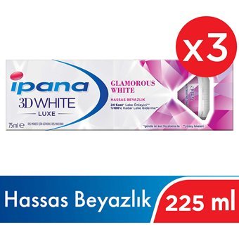 İpana 3D White Luxe Glamourous White Naneli Florürlü Diş Macunu 3x75 ml