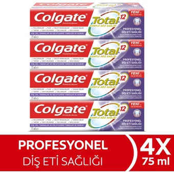 Colgate Total Profesyonel Naneli Florürlü Diş Macunu 4x75 ml