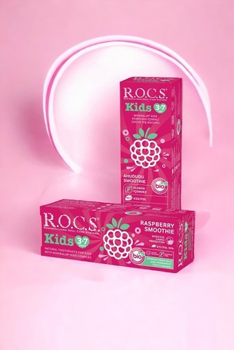R.O.C.S. Ahududu Smoothie Organik Florürsüz 3-7 Yaş Çocuk Diş Macunu 2x45 gr