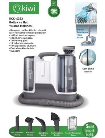 Kiwi KCC-4323 Dikey Vakumlu Koltuk Ve Halı Yıkama Makinesi Beyaz