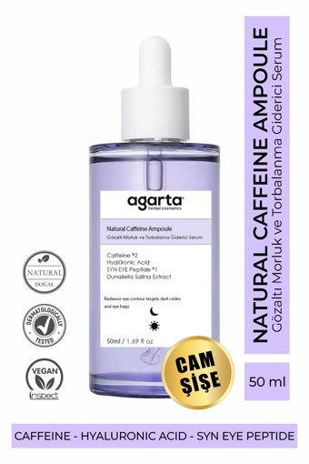 Agarta Natural Caffeine Ampoule Peptitli Aydınlatıcı Kırışıklık Karşıtı Göz Altı Torba Karşıtı Göz Altı Serumu 50 ml