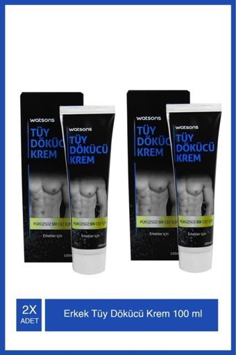 Watsons Tüm Ciltler İçin Koltuk Altı Bacak Genital Bölge Erkek Tüy Dökücü Krem 2x100 ml