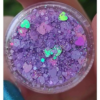 Hb Tasarım Lila Kalpli Toz Simli Glitter Tekli Göz Farı