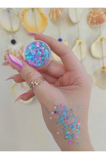 Hb Tasarım Blue Stars Sim Toz Simli Glitter Tekli Göz Farı