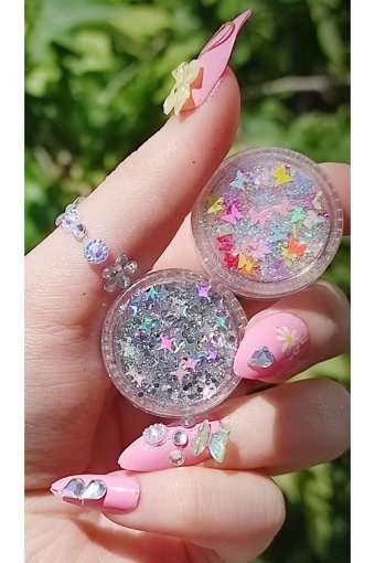 Hb Tasarım Ikili Kelebek-yıldız Krem Glitter Tekli Göz Farı