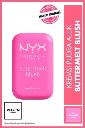 Nyx Buttermelt Blush 01 My Butta Half Işıltılı Krem Allık