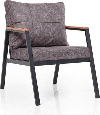 Wood House Kumsal Metal Tekli Bahçe Koltuğu Gri