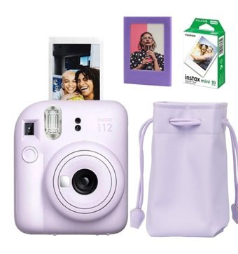 Fujifilm Instax Mini 12 Şipşak Mini Full HD Kompakt Dijital Fotoğraf Makinesi Mor + 10 Adet Fotoğraf Filmi