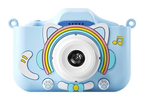 Tuomeng Müzik Sevimli Kedi Mini Full HD Kompakt Dijital Fotoğraf Makinesi Mavi