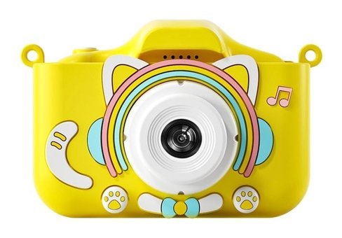 Tuomeng Müzik Sevimli Kedi Mini Full HD Kompakt Dijital Fotoğraf Makinesi Sarı