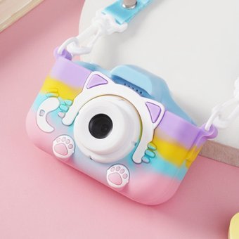 Tuomeng 2 inç Sevimli Kedi Mini Full HD Kompakt Dijital Fotoğraf Makinesi Mavi