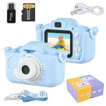 Tfixol Sevimli Kedi Full HD Kompakt Dijital Fotoğraf Makinesi Mavi