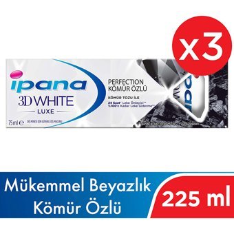 İpana 3D White Luxe Charcoal Naneli Florürlü Diş Macunu 3x75 ml