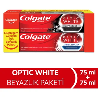 Colgate Optic White Kömürlü ve Naneli Organik Florürlü Diş Macunu 2x75 ml