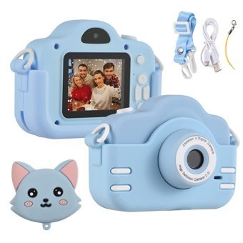 Tignapoo Sevimli Kedi Mini Full HD Kompakt Dijital Fotoğraf Makinesi Açık Mavi