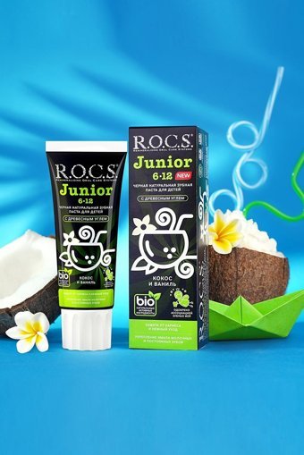 R.O.C.S. Hindistan Cevizi Vanilya Organik Florürsüz 6-12 Yaş Çocuk Diş Macunu 74 gr