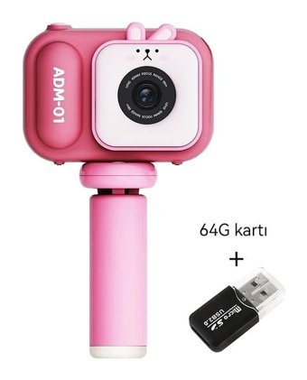 Mengtuo Sevimli Tavşan Mini Full HD Kompakt Dijital Fotoğraf Makinesi Pembe