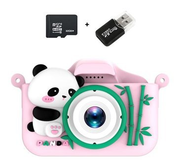 Tuomeng Sevimli Panda Mini Full HD Kompakt Dijital Fotoğraf Makinesi Pembe