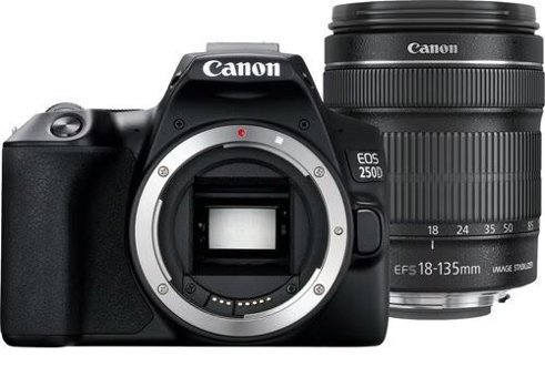 Canon Eos 250D 18-135 mm Full HD DSLR Dijital Fotoğraf Makinesi Siyah
