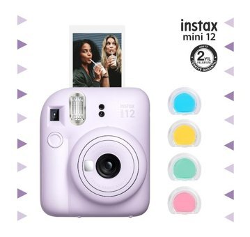 Fujifilm Instax Mini 12 Şipşak Mini Full HD Kompakt Dijital Fotoğraf Makinesi Lila + 4 Adet Fotoğraf Filmi