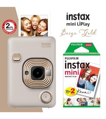 Fujifilm Instax Mini Liplay Şipşak Mini Full HD Kompakt Dijital Fotoğraf Makinesi Gold + 20 Adet Foroğraf Filmi