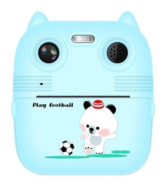 Ikkb Küçük Sevimli Ayı Futbol Oynarken Full HD Kompakt Dijital Fotoğraf Makinesi Mavi