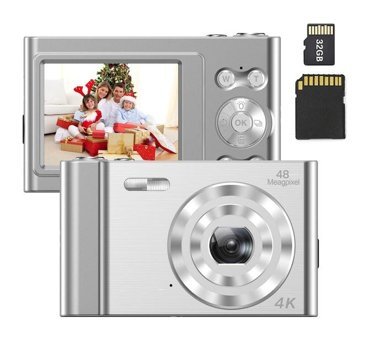 Andoer 2.4 inç 4K 48 MP Kompakt Dijital Fotoğraf Makinesi Gümüş