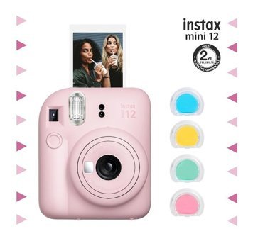 Fujifilm Instax Mini 12 Şipşak Mini Full HD Kompakt Dijital Fotoğraf Makinesi Pembe + 4 Adet Fotoğraf Filmi