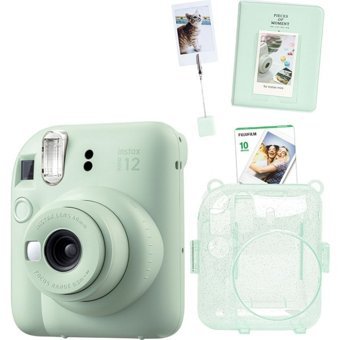Fujifilm Instax Mini 12 Şipşak Mini Full HD Kompakt Dijital Fotoğraf Makinesi Yeşil + 10 Adet Fotoğraf Filmi