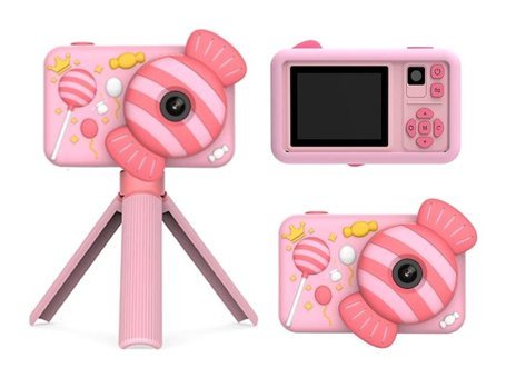 Tuomeng Lolipop Mini Full HD Kompakt Dijital Fotoğraf Makinesi Pembe