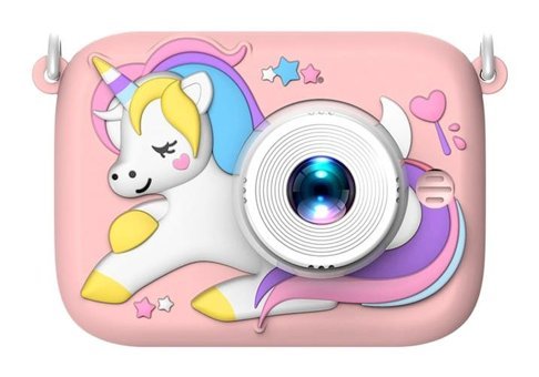 Vkemall 20 MP Sevimli Unicorn Mini Full HD Kompakt Dijital Fotoğraf Makinesi Pembe
